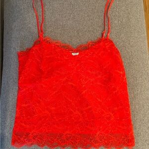 Free People Red Spaghetti Strap Crop Camisole